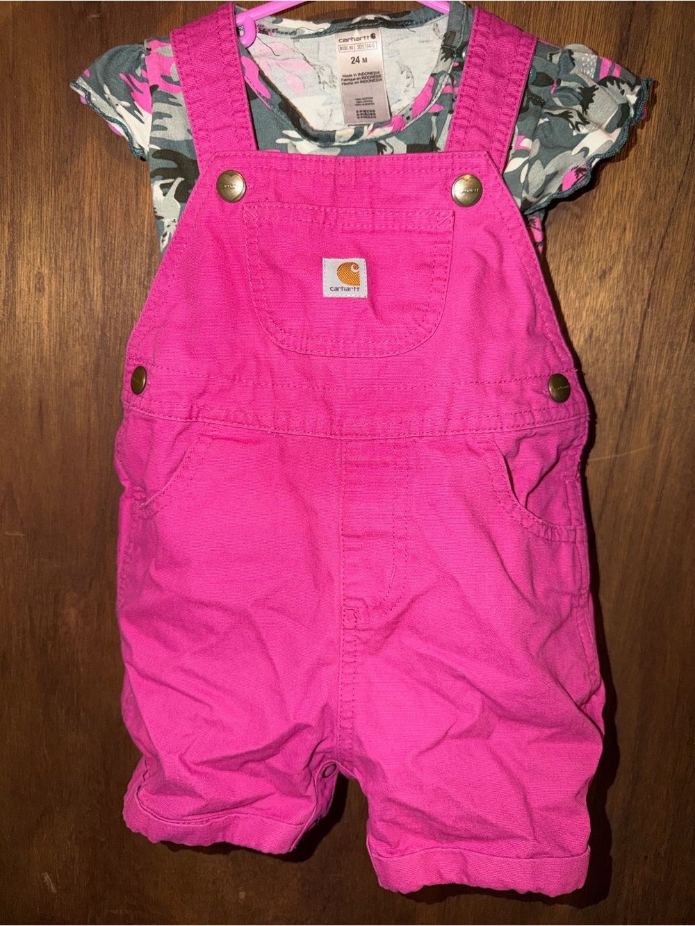 Carhartt Bright Pink Girls' Short Overalls